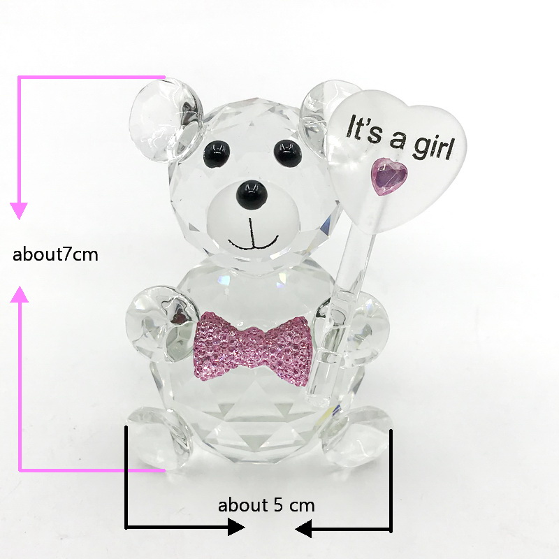 Baby Girl Shower Favors Favours Crystal Bear z różowymi łupkami idealny na przyjęcie urodzinowe Dekoracyjne nowonarodzone chrzty Pierwszy prezent komunia