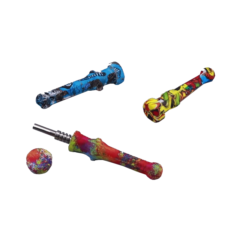 Affordable Silicone Smoking Dab Straw Pipe Micro Silicon NC With Stainless and Sealing Cap 14mm Suck Tips