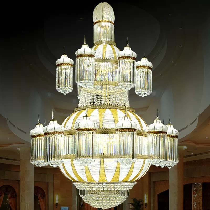 Big Crystal Chandeliers European Gold Chandelier Lights Fixture American Large Luxury Hanging Lamp Hotel Home Villa Lobby Hall Parlor Staircase Droplight D150cm