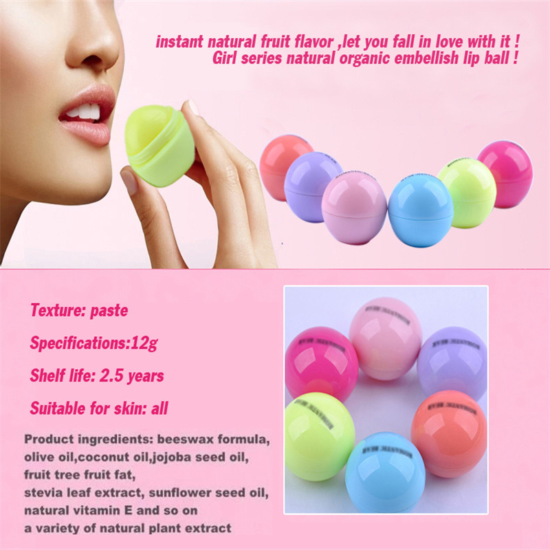 Mini Pommade À Lèvres Mignon Balle Baume Sphère Végétale Naturelle Saveur De Fruits Hydratant 6 Six Couleurs Brillant Organique Soins De La Bouche Maquillage Rouge À Lèvres