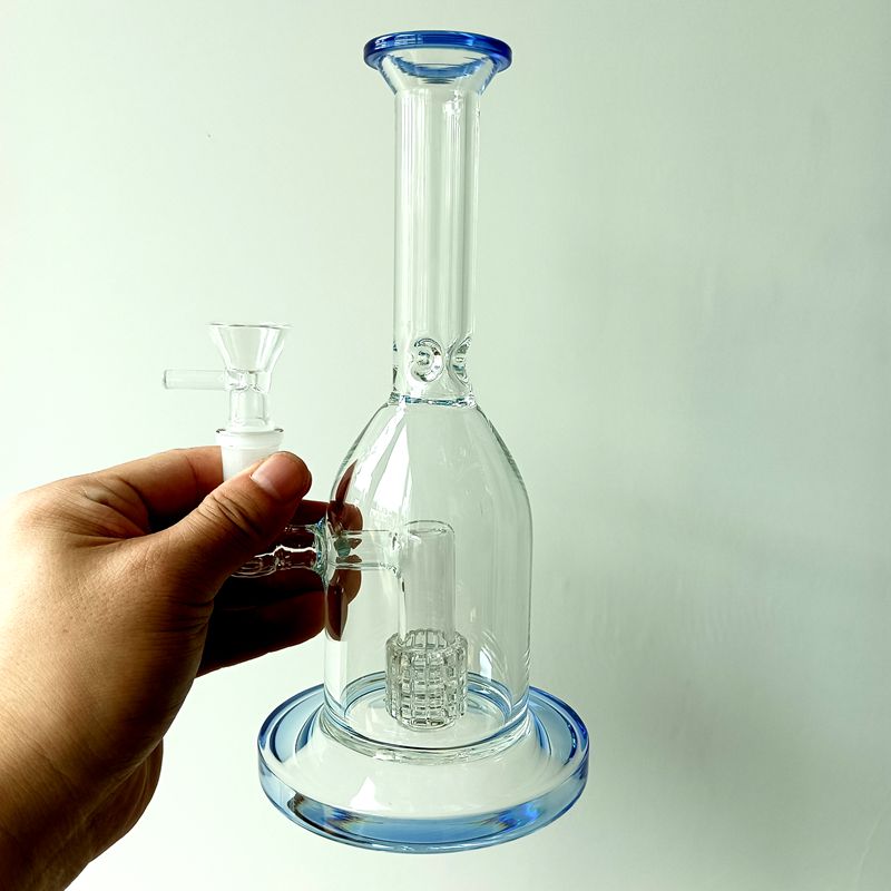 Lake Blue Glass Water Bong Liquidy Tubs com pneu Perc fumando plataformas de óleo Shisha