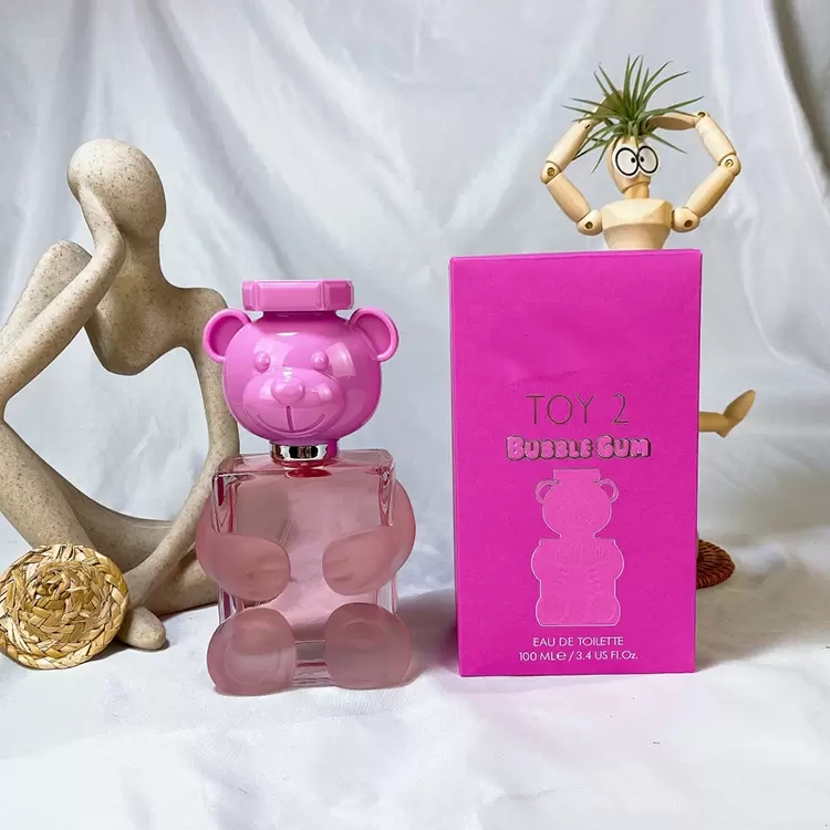 Damenparfüm Teddybär, rosa Flasche Parfüm, 100 ml, Spielzeug 2, guter Geruch, lang anhaltender Körpernebel, hochwertige Qualität, schneller Versand