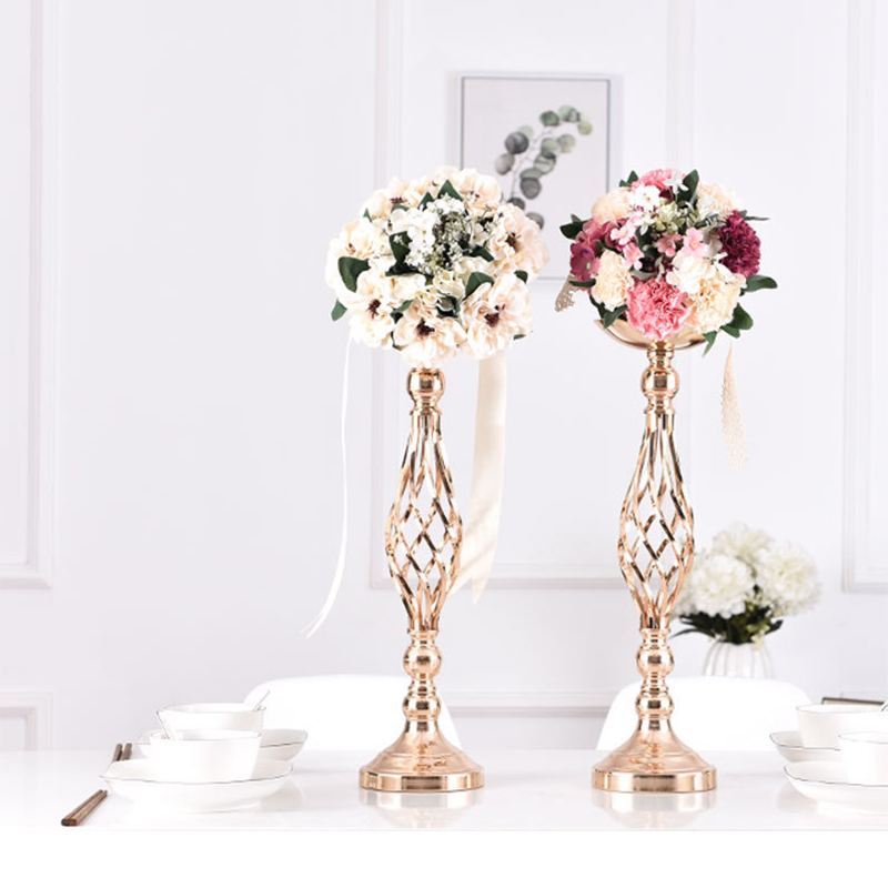 Flowers Vases Candle Rack Stand Holders Wedding Decorations Gold/ Silver Road Lead Floral Bouquet Party Props Table Centerpiece Pillar