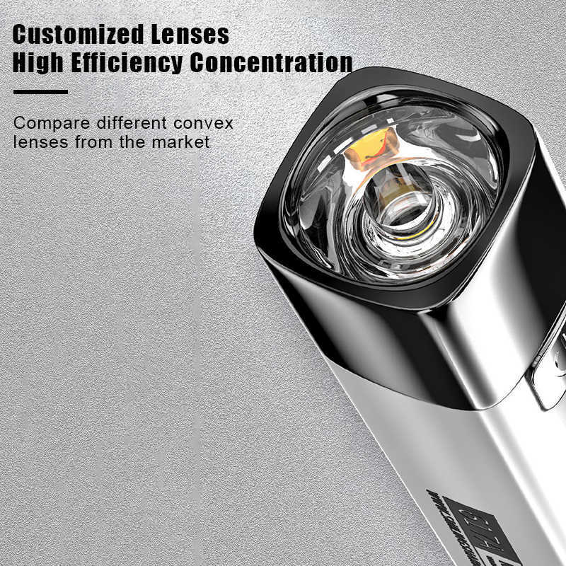 Flashlights Torches New 2 IN 1 9990000LM Ultra Bright Tactical LED Flashlight Mini Torch Power Bank Outdoor Lighting 3 Modes With USB Charging Cable L221014