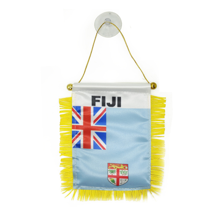 Fidji Fringy Window Hanging Flag 10x15 cm Doublées à double face Fidji Flags d'échange avec aspiration pour la décoration de porte du bureau à domicile