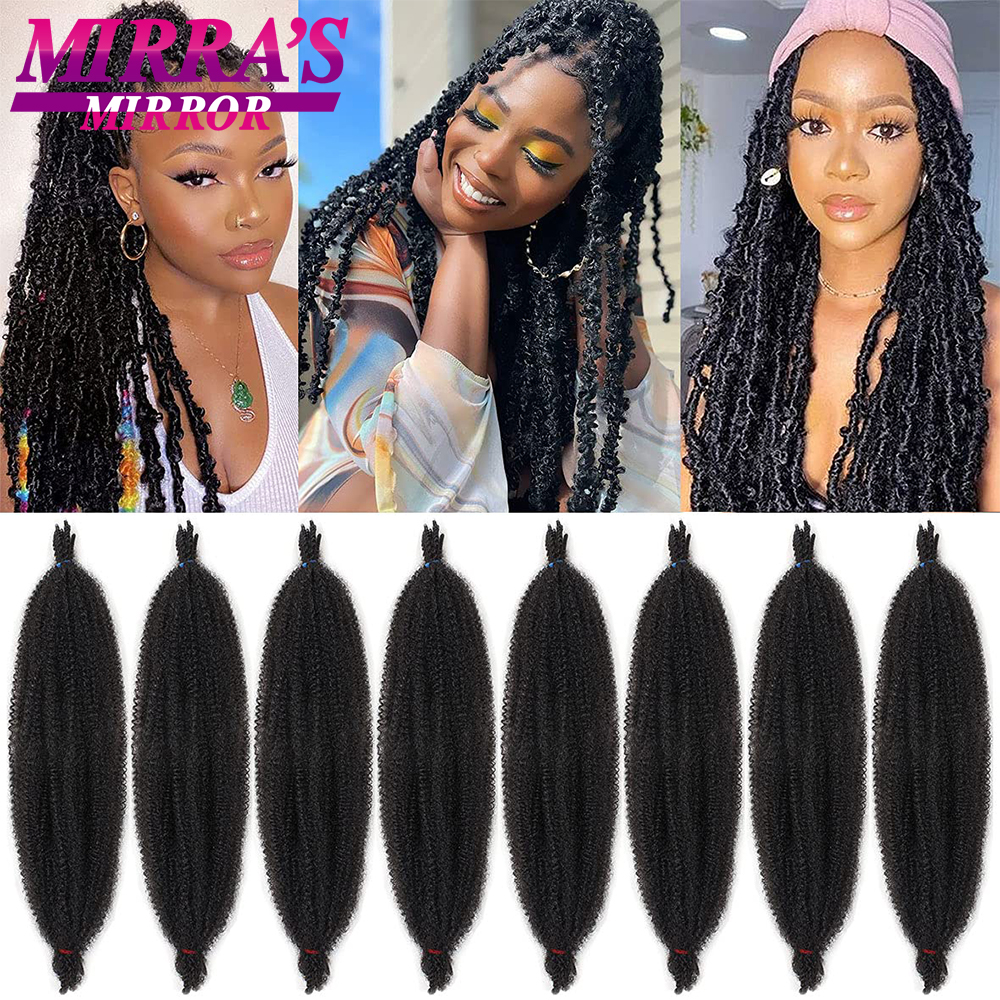 Synthetic Braiding Black 16/24/28 Inch Kinky Marley Braids Afro Pre Separated Spring Hair For Butterfly Locs Synthetic Hair ...