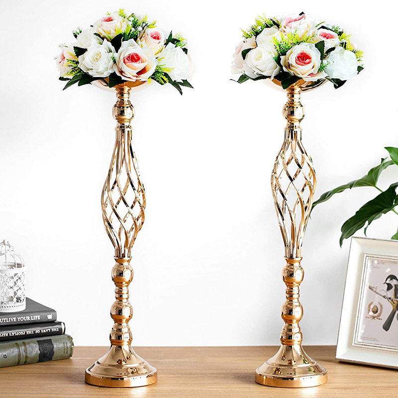 Flowers Vases Candle Rack Stand Holders Wedding Decorations Gold/ Silver Road Lead Floral Bouquet Party Props Table Centerpiece Pillar