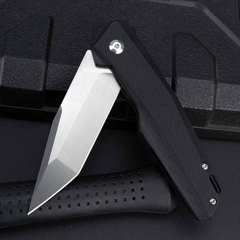 Promotion R1025 Flipper Folding Knife D2 Satin Tanto Point Blade G10 Handle Ball Bearing Fast Open EDC Folder Knives Outdoor Camping Tools