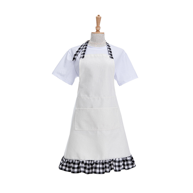 Aprons Sublimation DIY White Blank Cotton Linen Sleeveless Kitchen Pinafore Can Hang Neck