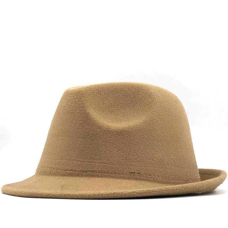 Beanie Skull Caps Simple white Wool felt Hat Cowboy Jazz Cap Trend Trilby Fedoras hat Panama cap chapeau band for Men Women 56-58C2442