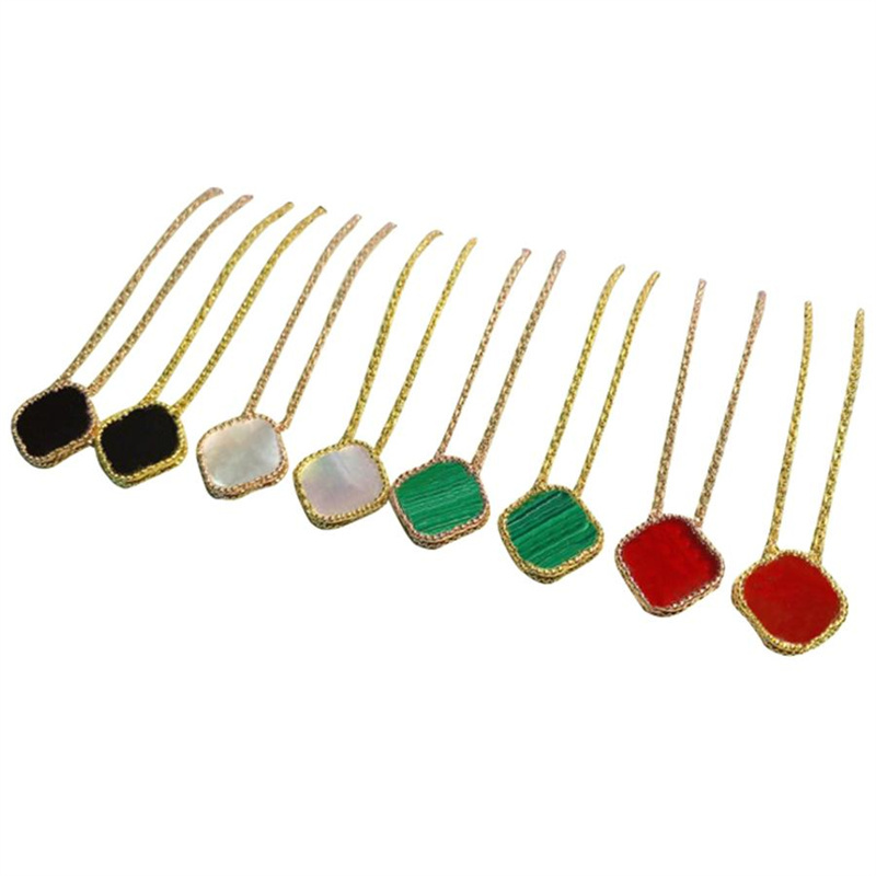 Klavertje vier ketting Designer sieraden set hanger kettingen armband Stud Earring goud zilver parelmoer groene bloem Ne241E