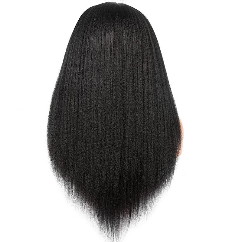 Synthetic Hair Wigs For Woman Daily Natural Fluffy Elastic Lace Front Wig V Part Long Black Straight Wig No Leave Out