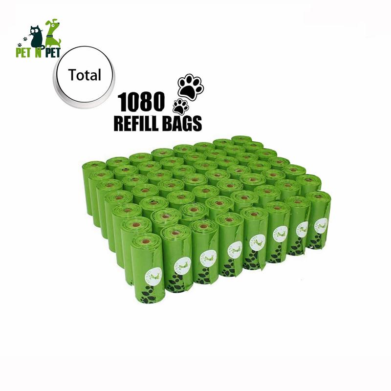 PET Biodegradable Dog Poop Bags Supplies Eco-Friendly 1080 Counts Black Waste Bags Unscented Clean Garbage Bolsas