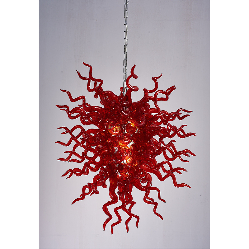 Współczesne na zamówienie lampy LED Lampy wisiorki 100% ręcznie wysadzone w stylu murano krystalicznie czerwony szklany żyrandol wyposażenie hangingowe dekoracja domowa lr1448