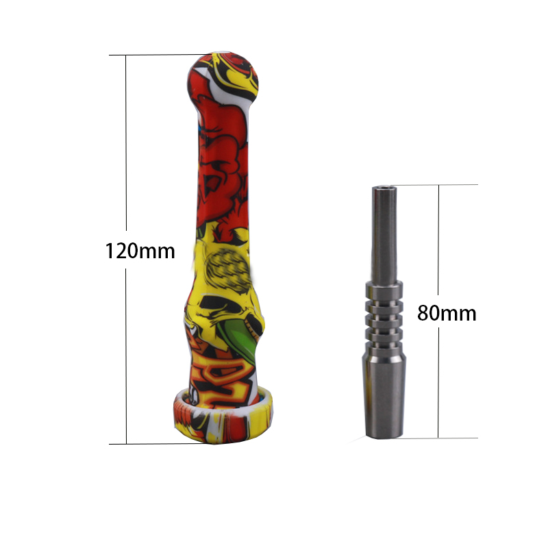 Colorful Cartoon Fumo Silicone Dab Straw Pipes Micro Silicon NC Con punte Ti e Cap 14mm Joint Dabber Accessori