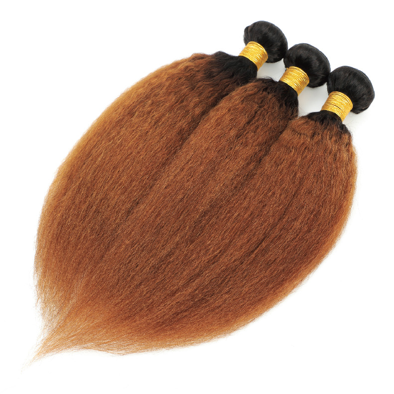 1B 30 Ombré Cabelo Humano Brasileiro Crespo Liso Tramas de Cabelo Virgem Indiano Yirubeauty Dois Tons Cor 8-34 polegadas