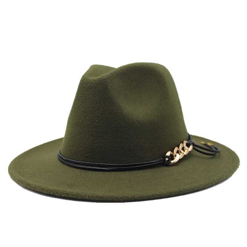 Bonnet / Skull Caps Chaîne de chapeau pour femme Fedora 21 couleurs à large bord Jazz Top Automne et hiver Dames de laine Panama en gros T221013