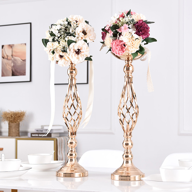 Flowers Vases Candle Rack Stand Holders Wedding Decorations Gold/ Silver Road Lead Floral Bouquet Party Props Table Centerpiece Pillar