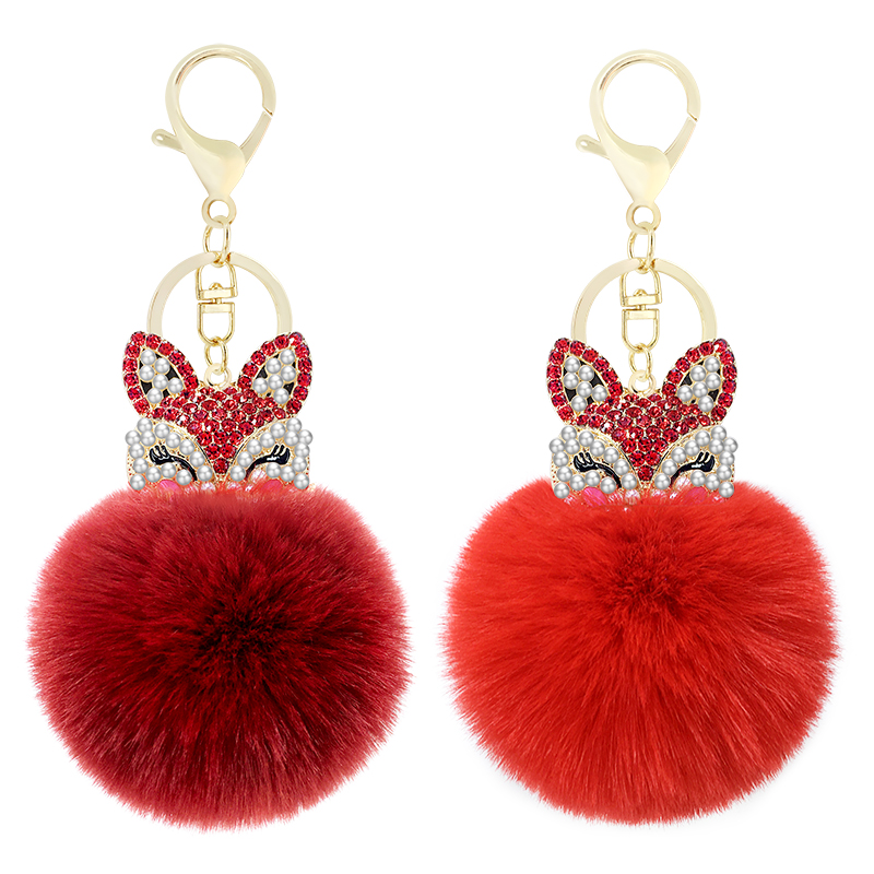 Fashion Jewelrykey kedjor s￶t mini r￤v nyckelchain handgjorda fluffiga p￤ls pompom boll inlaid roston lady v￤ska bil nyckelring h￤nge