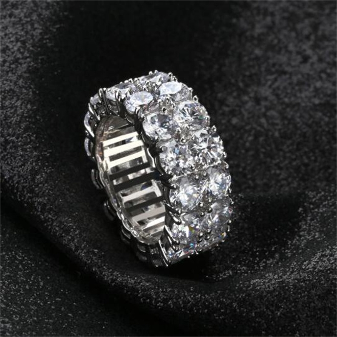 Hommes femmes hip hop glacés anneau micro pave cz en pierre de tennis anneau charme de luxe joelry cristal zircon diamant or argent plaqué les anneaux de mariage