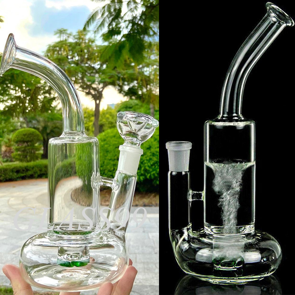 Glass Hockah Bongs Bubbler Tornado Fuction Lifebuoy Base Cyclone Percolator Glass Water Pipes 18mm 관절을 가진 Dab Rigs