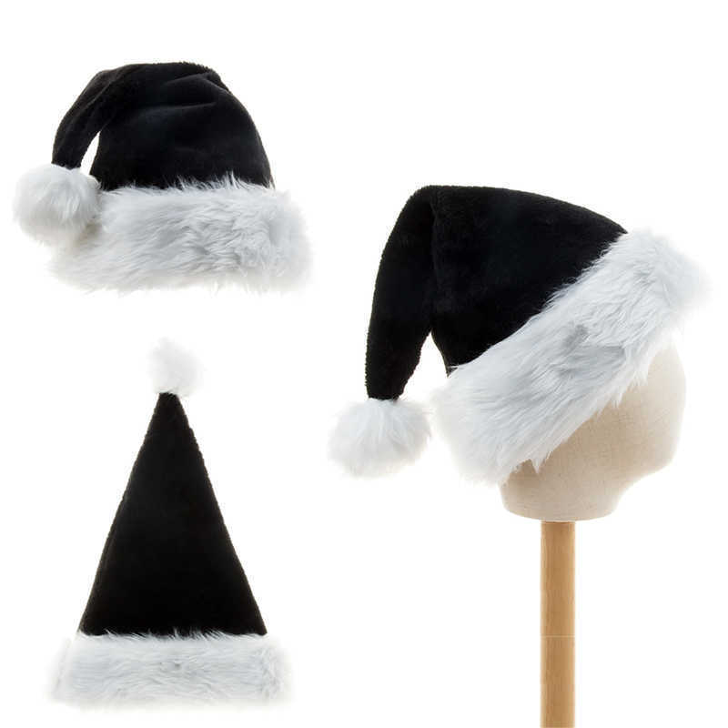 Вечерние шапки черные плюшевые рождественские унисекс для взрослых детей удобные товары для косплея Санта-Клауса декор подарок L221012266C