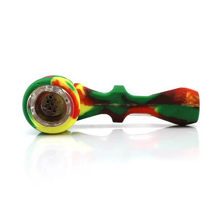 Hammer design silicone pipe smoking spoon glass tobacco hand removable pipe bubbler water hookah bong shisha dab rig