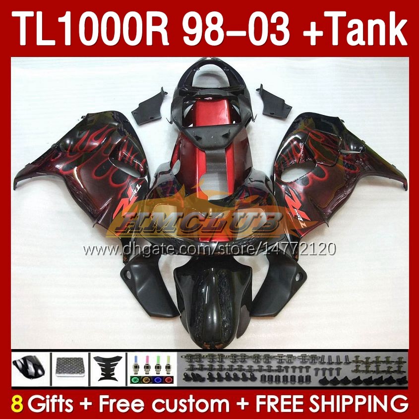 & Tank Fairings For SUZUKI TL-1000 TL 1000 R 1000R SRAD 1998 1999 2000 2001 2002 2003 Bodywork 162No.67 TL-1000R TL1000 R 98-03 TL1000R 98 99 00 01 02 03 Fairing red flames
