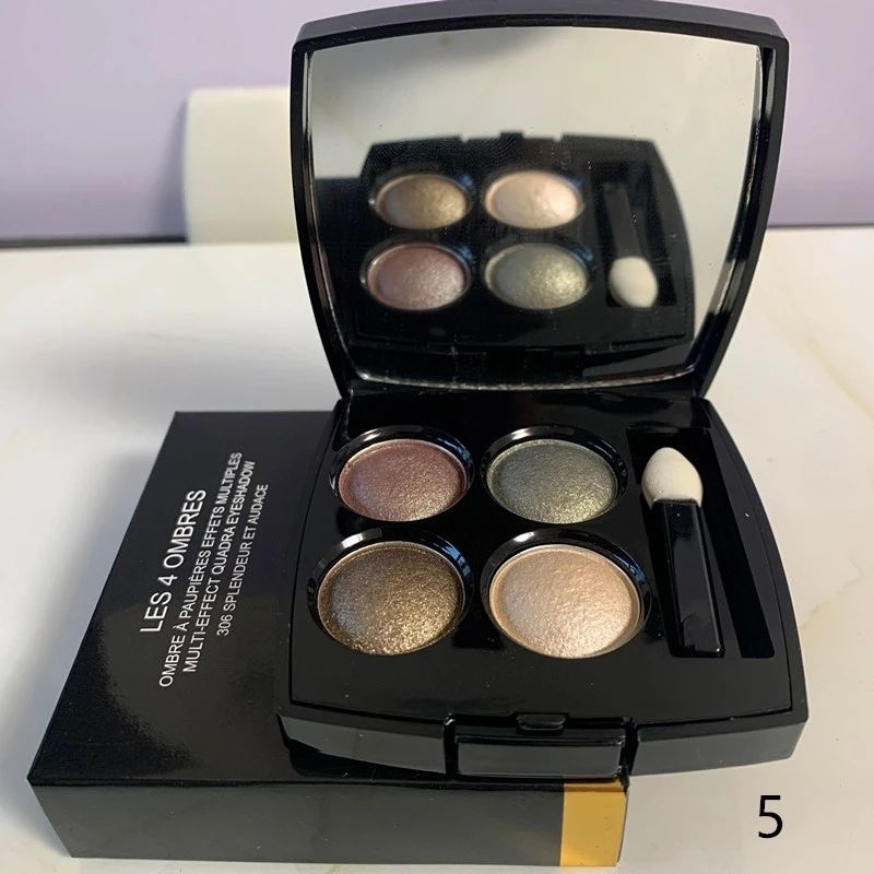 Maquillage de marque Ombre à paupières 4 couleurs Palette d'ombres à paupières mates avec pinceau 6 styles