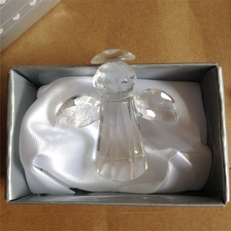 Mariage Baby Shower Favors Figurines D'ange En Cristal Dans Une Boîte Cadeau Enfants Fête D'anniversaire Présent Nouveau-Né Baptême Première Communion Souvenir