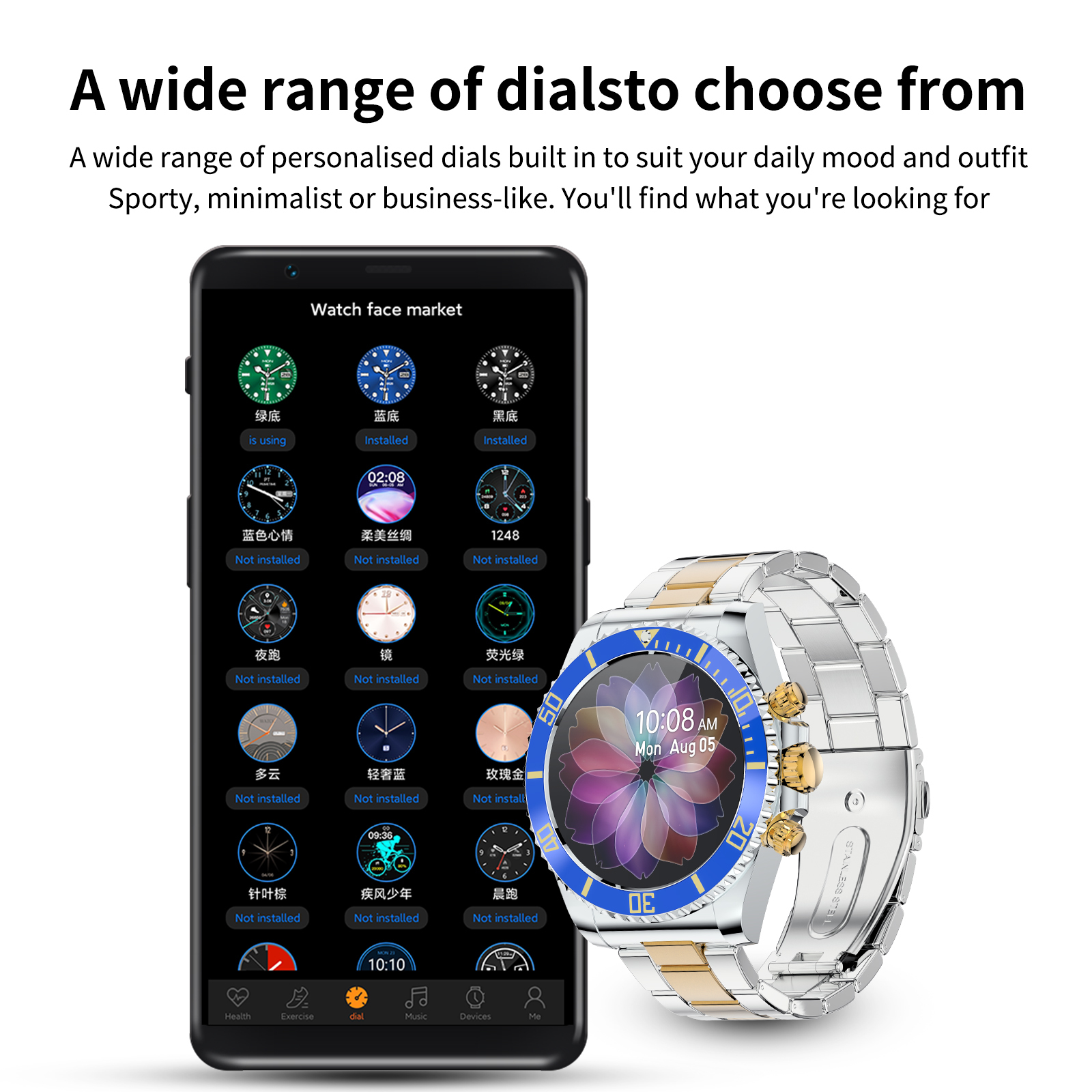 Smart Watches AW12 Smart Watch Men Bluetooth Call Message Display Custom Dial Heart Rate Blood Pressure Sports LED Noctilucent SMA3397444