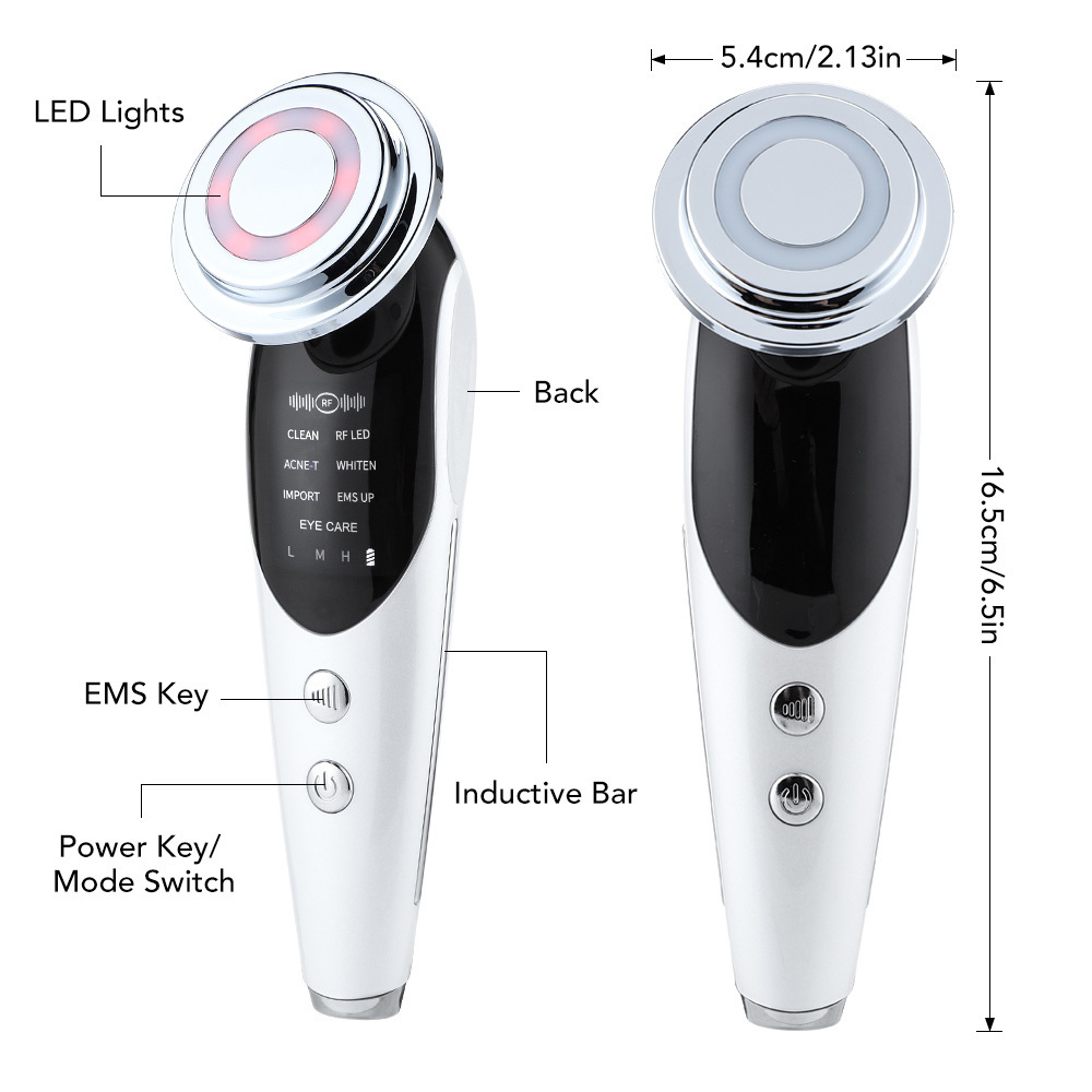 Hem Skönhetsinstrument 7 i 1 RF EMS Micro Current Lifting Device Vibration LED Ansikte Hudföryngring Skrynkborttagningsmedel Anti-Aging 221104