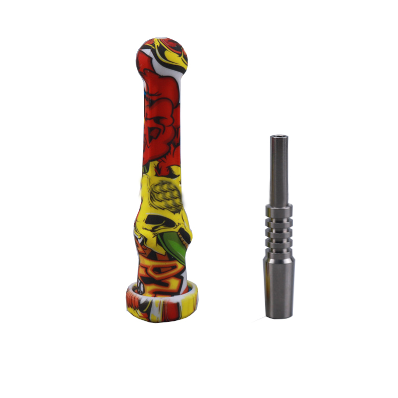 Affordable Silicone Smoking Dab Straw Pipe Micro Silicon NC With Stainless and Sealing Cap 14mm Suck Tips