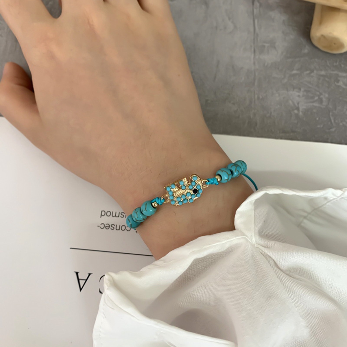 Creative Turquoise Paper Card Adjustable Woven Bracelet