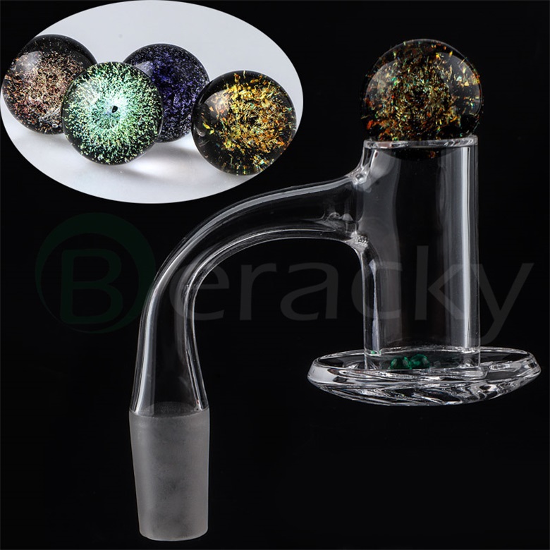 Volledige lasrook afgeschuinde rand Quarder Blender Banger met 2 stks 4 mm groene smaragd TERP -parels voor Dab Rigs Pipe Glass Bongs