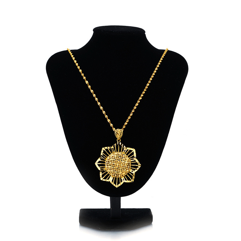 Bling Tournesol Pendentif Collier Véritable Plaqué Or Bijoux Femmes Cadeau De Noël