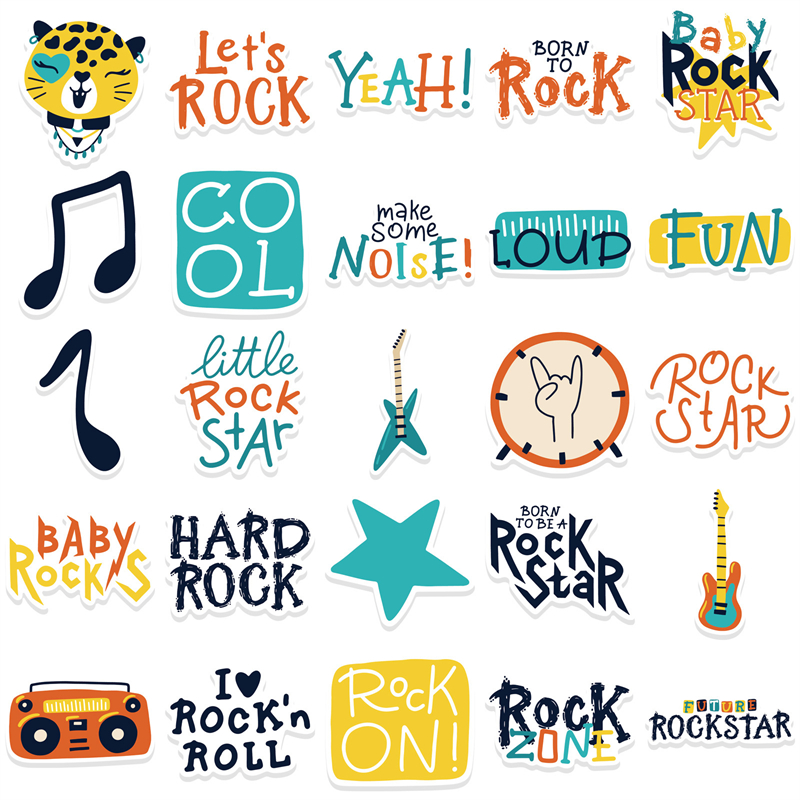 50 -stks punk rock stickers rock- en rolmuzieksticker vinyl waterdichte stickers metalen band voor waterfles laptop skateboard computertelefoon volwassenen tieners kinderen wes001