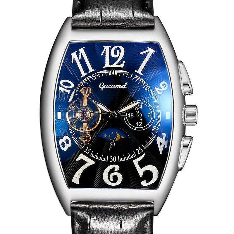 Horloges Frank Hetzelfde Ontwerp Limited Edition Lederen Tourbillon Mechanisch Horloge Muller Heren Tonneau Top Mannelijke Gift Will22233o