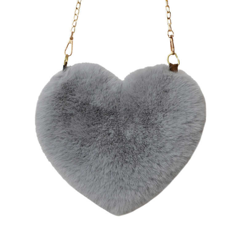 Purses Peach Heart Bag Rabbit Hair Cute Love Women's Hand Heart-Shaped Plush Women