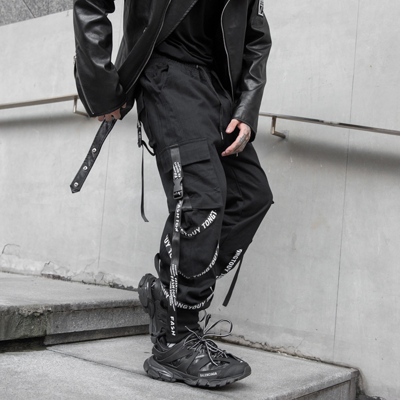 Godlikeu Streetwear Men's Multi Pockets Cargo Harem Pants Hip Hopカジュアル男性トラックパンツジョガーズズボン