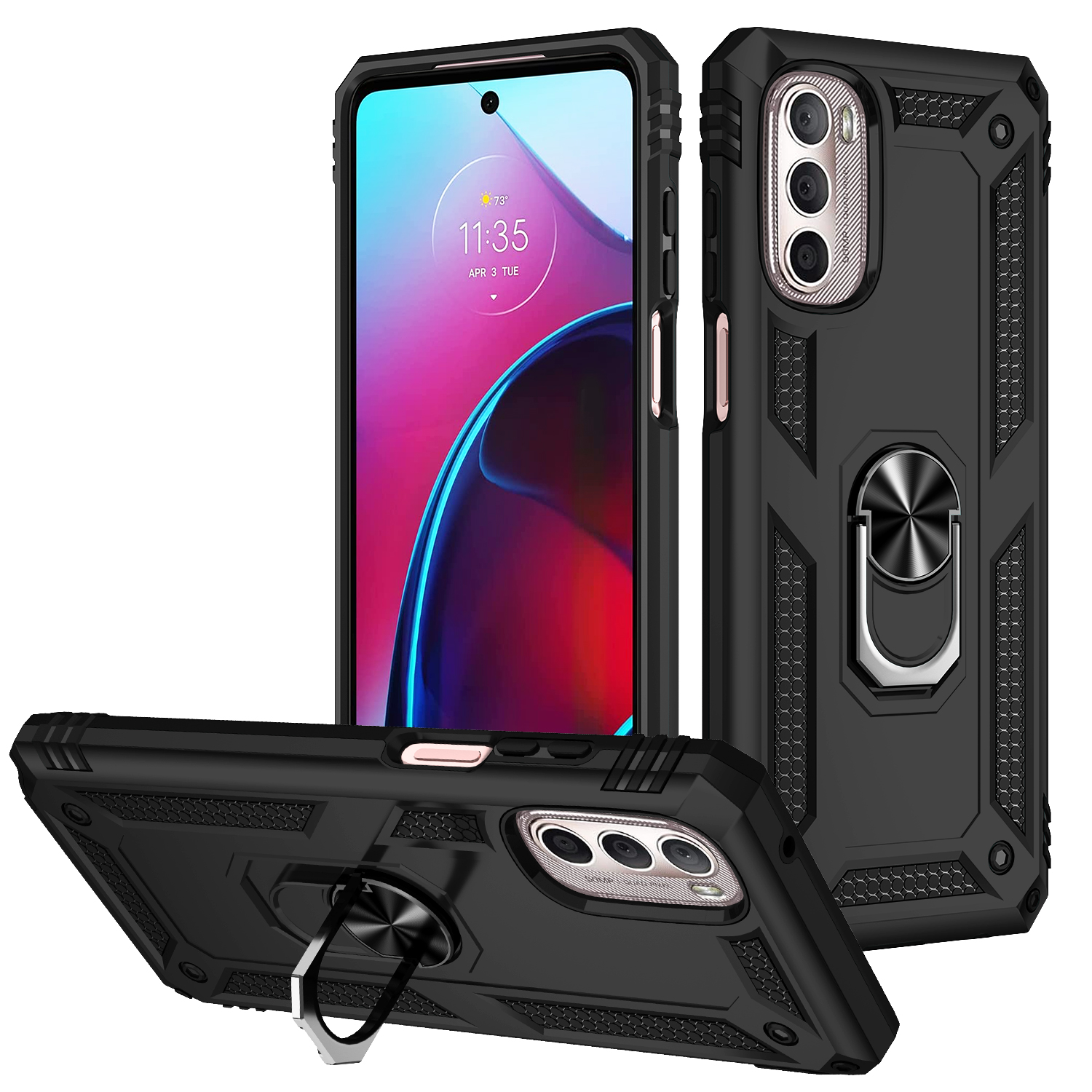 Armor Telefonfodral för Moto G G9 G10 G20 G30 G31 G41 G51 G71 Play Pure Plus Stylus Power 5G Stand Support Gliding Window Kickstand Suffsäkert fodral