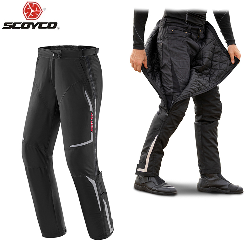 Kış Erkekler Scoyco Motosiklet Pantolon Taslon Moto Pantolon Motorros Motocross Quick, Pantolon Çıkar ve Çıkarma CE diz Sıcak Astar
