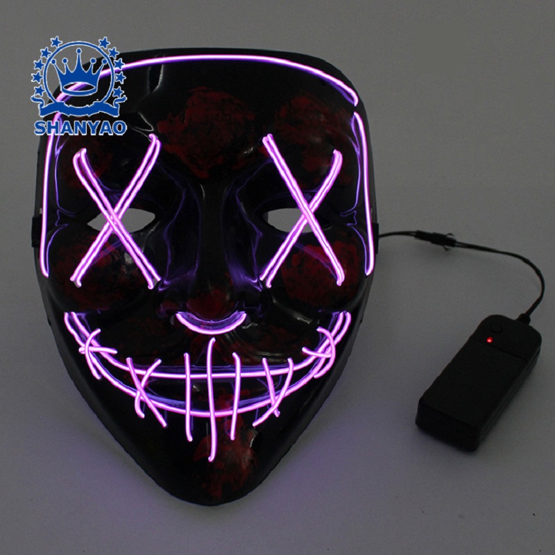 Hersteller Großhandel 10 Farbe 20 cm LED Toy Luminous Maske Halloween Kostümparty Scary Face Maske