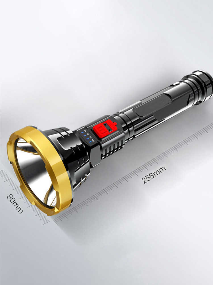 Flashlights Torches 100000LM P700 Powerful LED Flashlight Tactical Flash light Long Range 1000m Torch Waterproof Camping Hand Light USB Rechargeable L221014