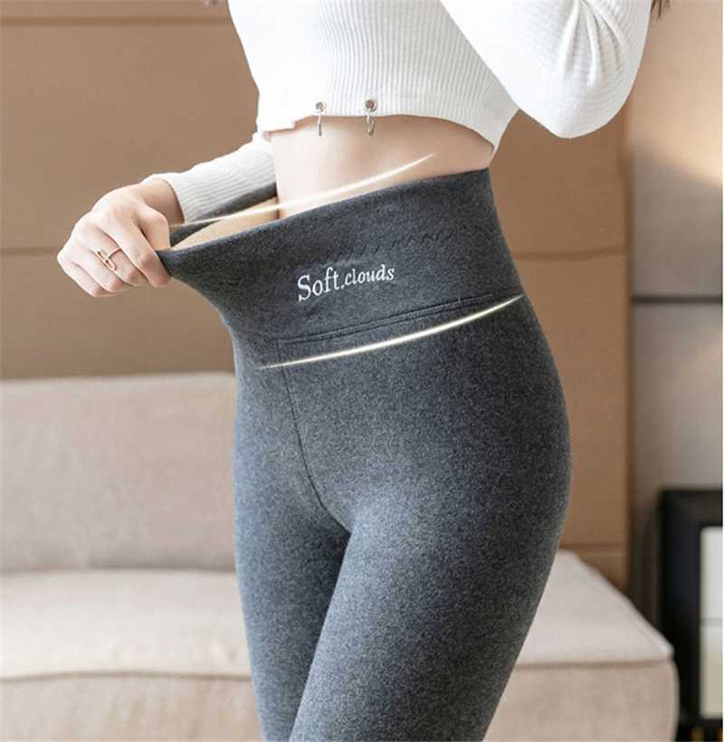 Legginsy damskie termiczne lambwoleg legginsy kobiety Zima zagęszcza polarowe podszewki nóg podgrzewacze nóg wycięcie talia chuda legginsy fitness miękki trening