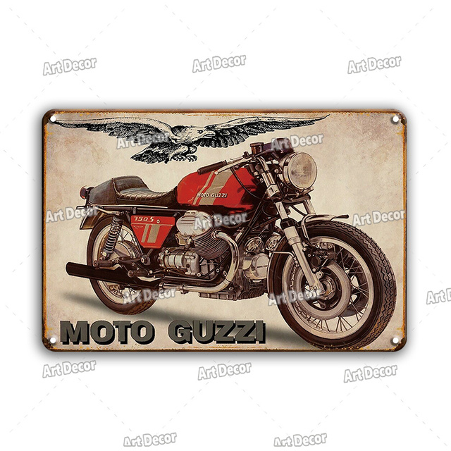 Targa in metallo motociclette vintage Targa in metallo personalizzata Classic Motor Art Wall Sticekrs Targa decorativa soggiorno con caverna di uomo retrò