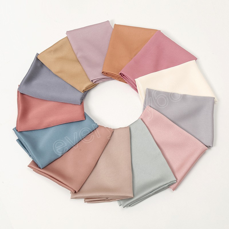 Hijabs de chiffon de cetim sólidos para mulher medina de seda lenço de seda Mulheres muçulmanas hijab cetim chiffon shawl embrulhando lenços femininos