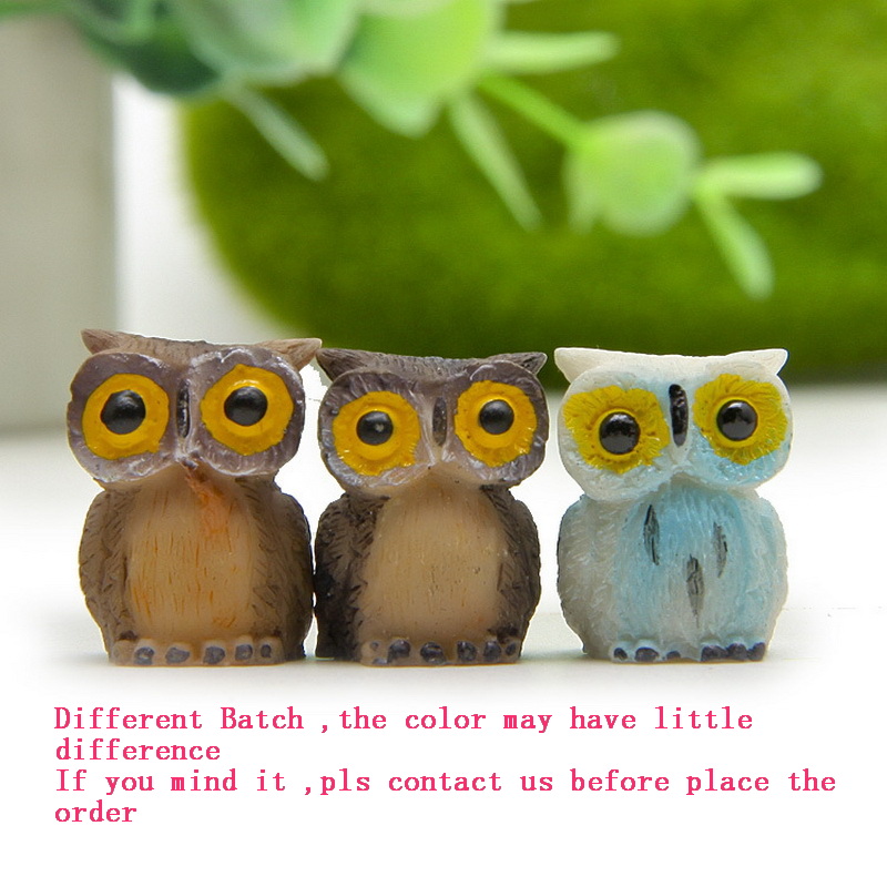 Artificial Mini Cute Owl Birds gifts Dolls Fairy Garden Miniatures Moss Terrarium Decor Resin Crafts Bonsai Figurines 