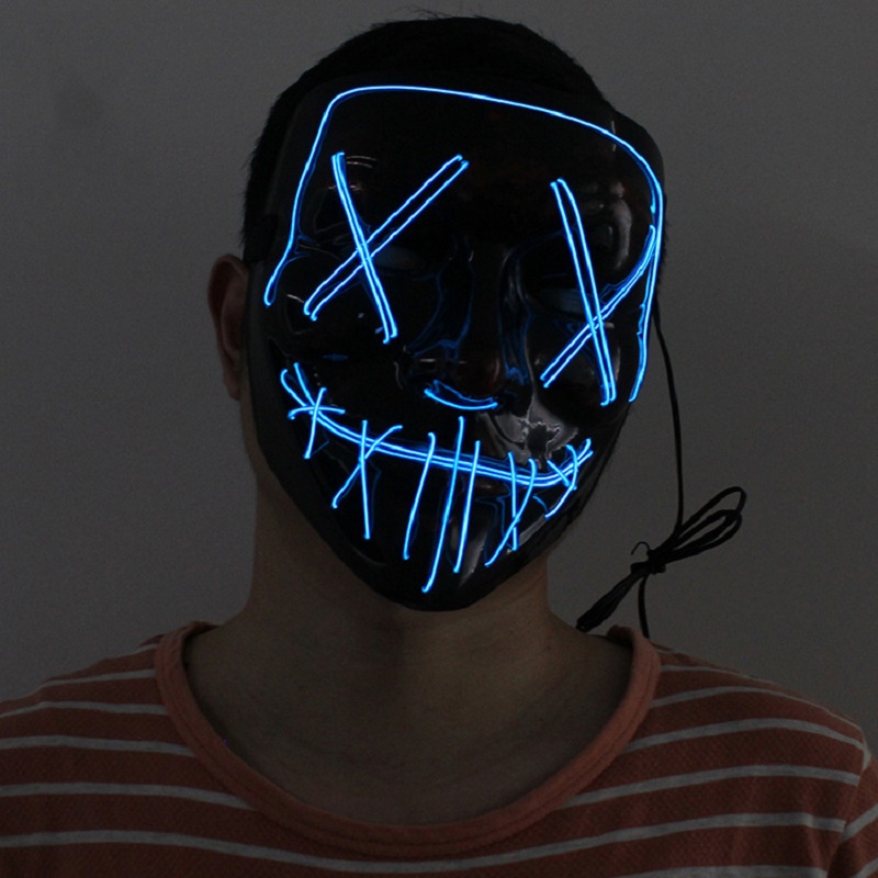 Üretici Toptan 10 Renk 20 cm LED Oyuncak Aydınlık Maske Cadılar Bayramı Kostüm Partisi Korkunç Yüz Maskesi