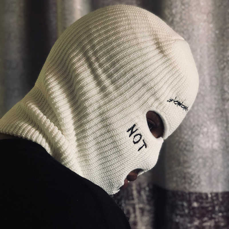 Cycling Caps Masks NOT NICE broidery Three-ho Balaclava CS Knit Hat Army Tactical Winter Ski Riding Mask Beanie Prom Party Mask Warm Mask L221014